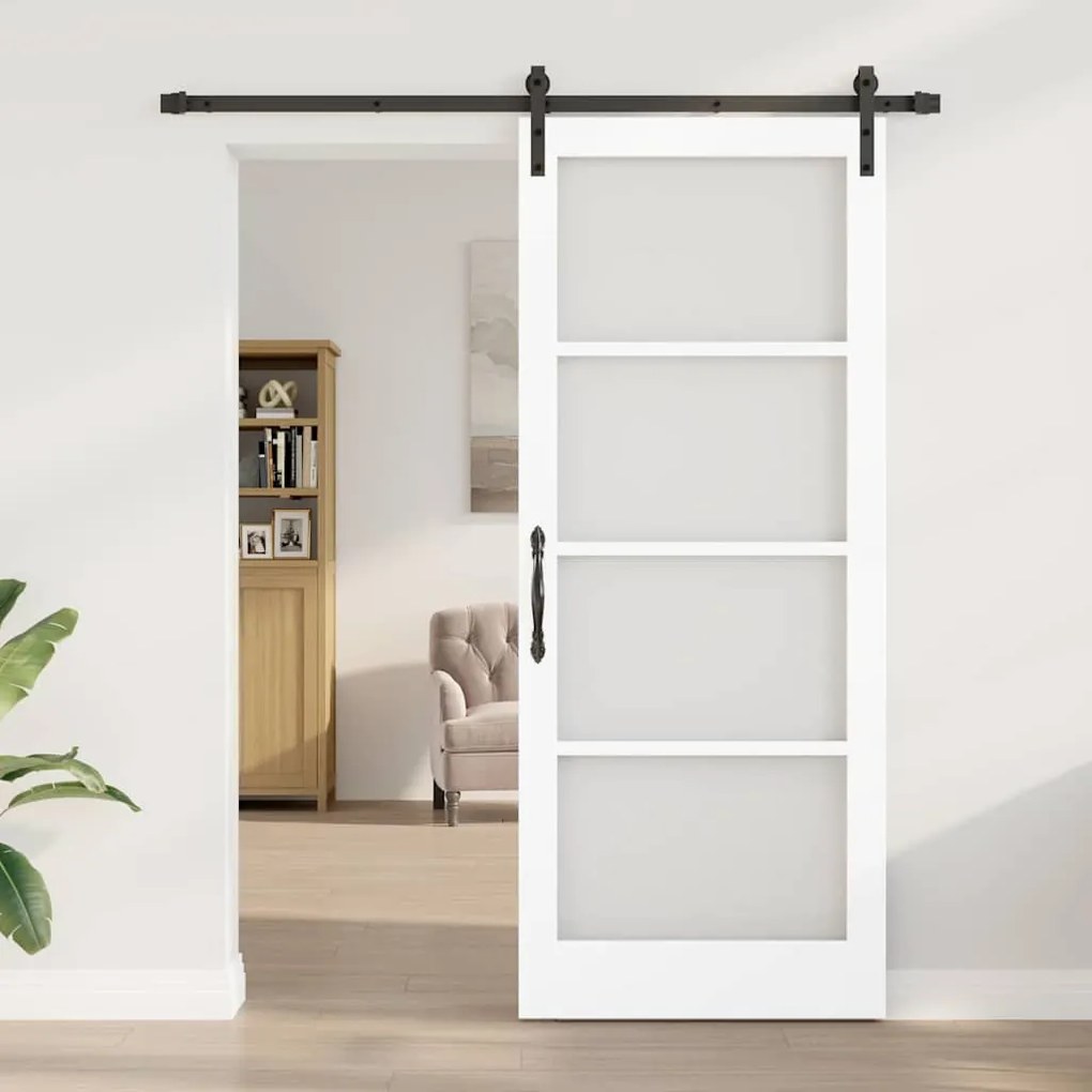 Porta Deslizante ORKDAL Conjunto de 2 Branco e Preto Madeira