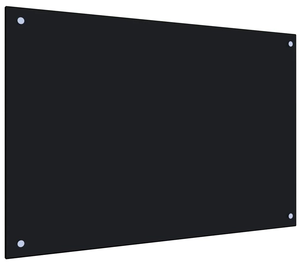 vidaXL Painel anti-salpicos de cozinha 90x60 cm vidro temperado preto