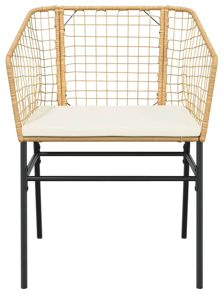 Conjunto jantar jardim 7 peças almofadas vidro vime PE castanho