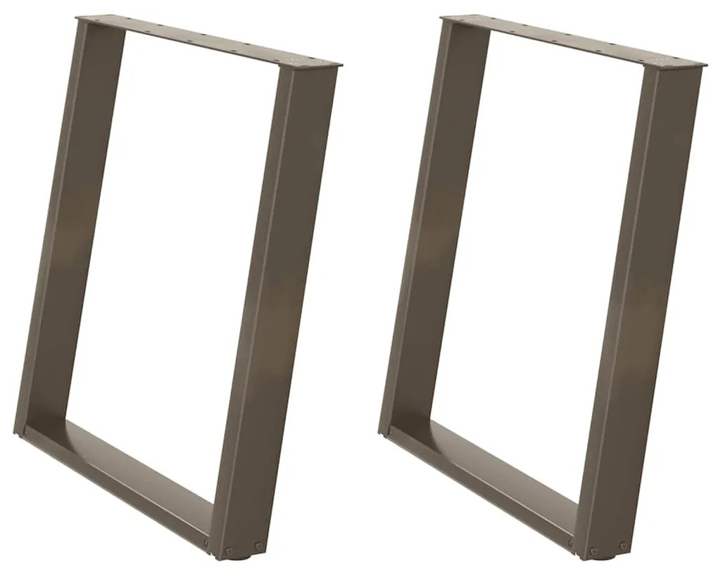 Pés para mesa de jantar em formato de U, 2 peças, aço natural, 70x(72-