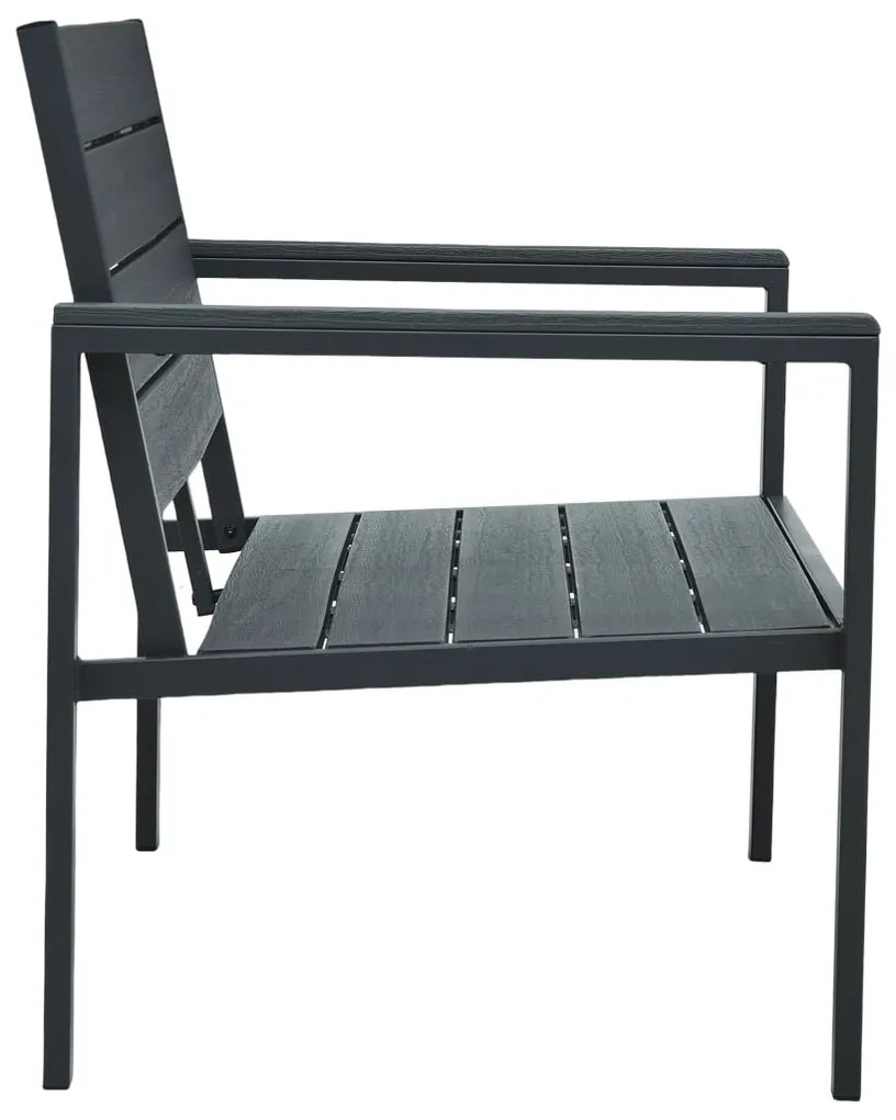 Banco de jardim 120 cm PEAD aspeto de madeira cinzento
