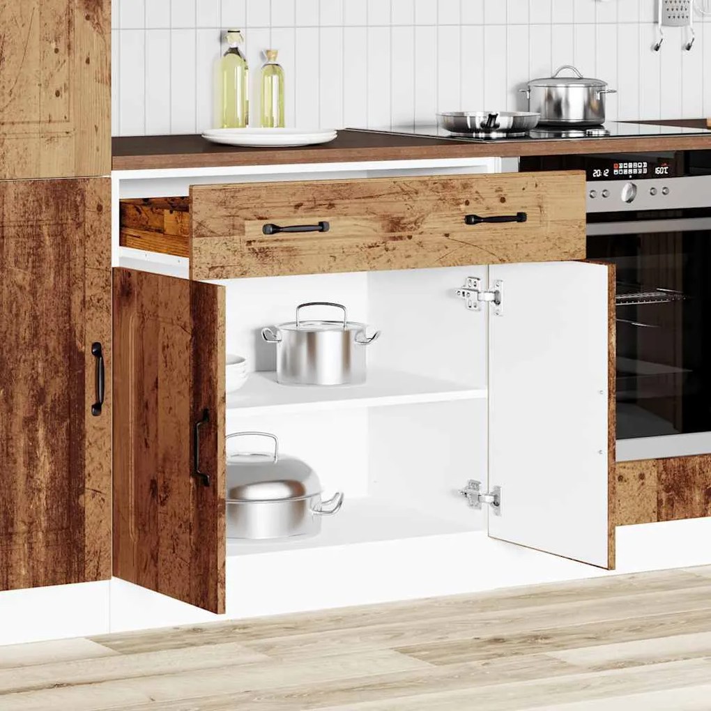 Armário cozinha baixo Kalmar madeira artificial madeira velha