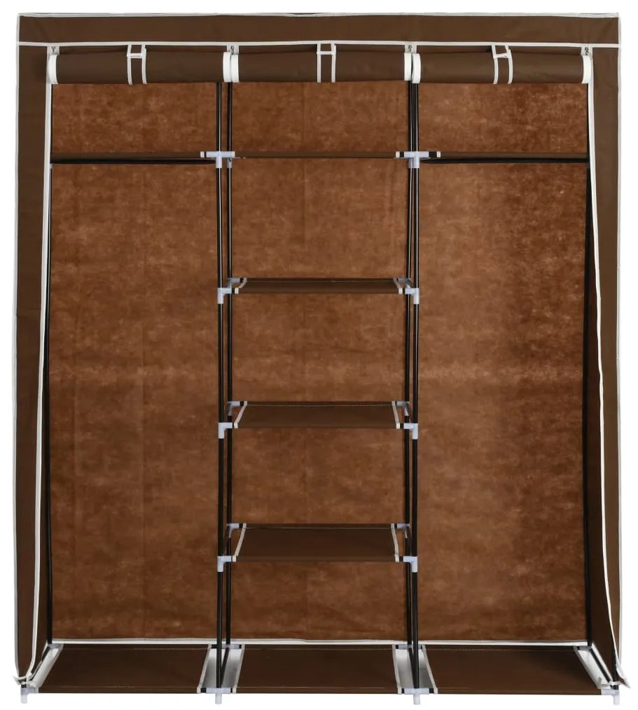 Roupeiro compartimentos e varões 150x45x175cm tecido castanho