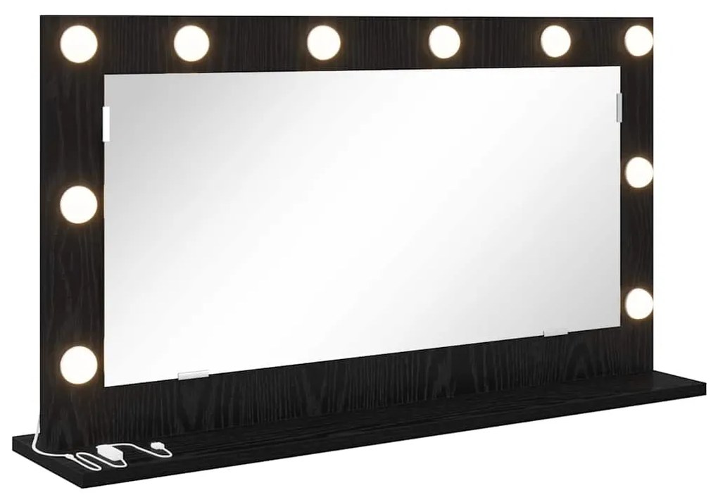 Espelho de Vanity com Luzes LED Carvalho Preto 80x45x18 cm