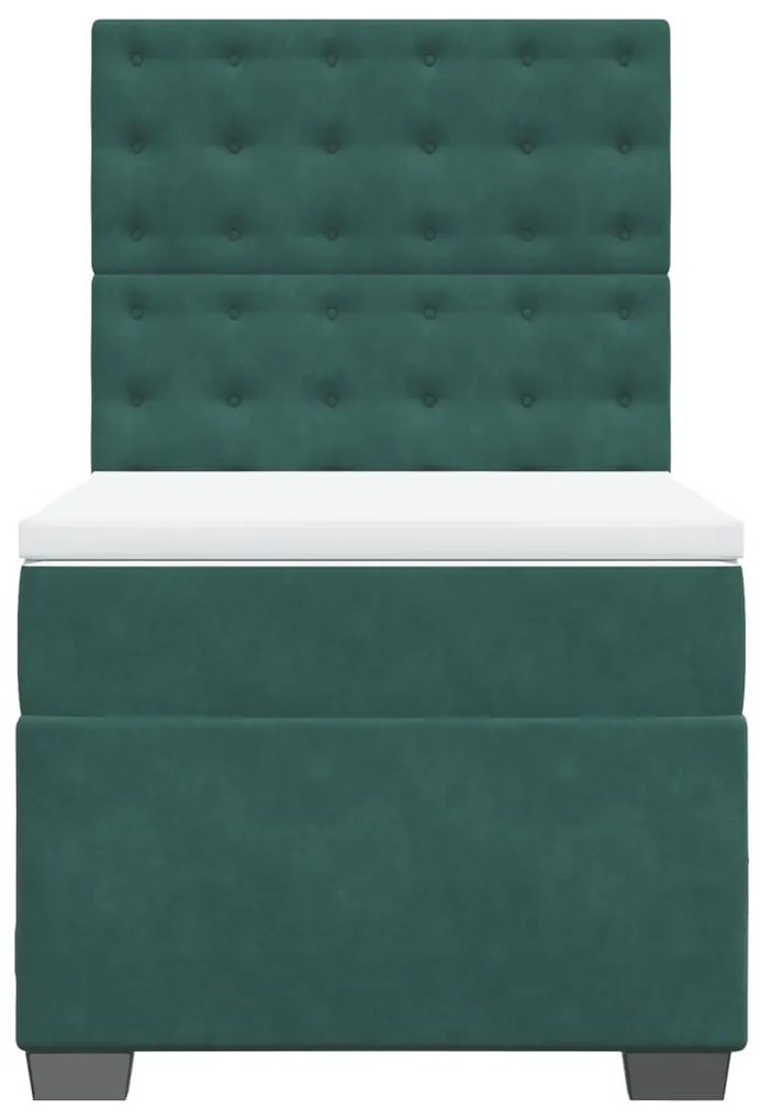 Cama com molas/colchão 100x200 cm veludo verde-escuro