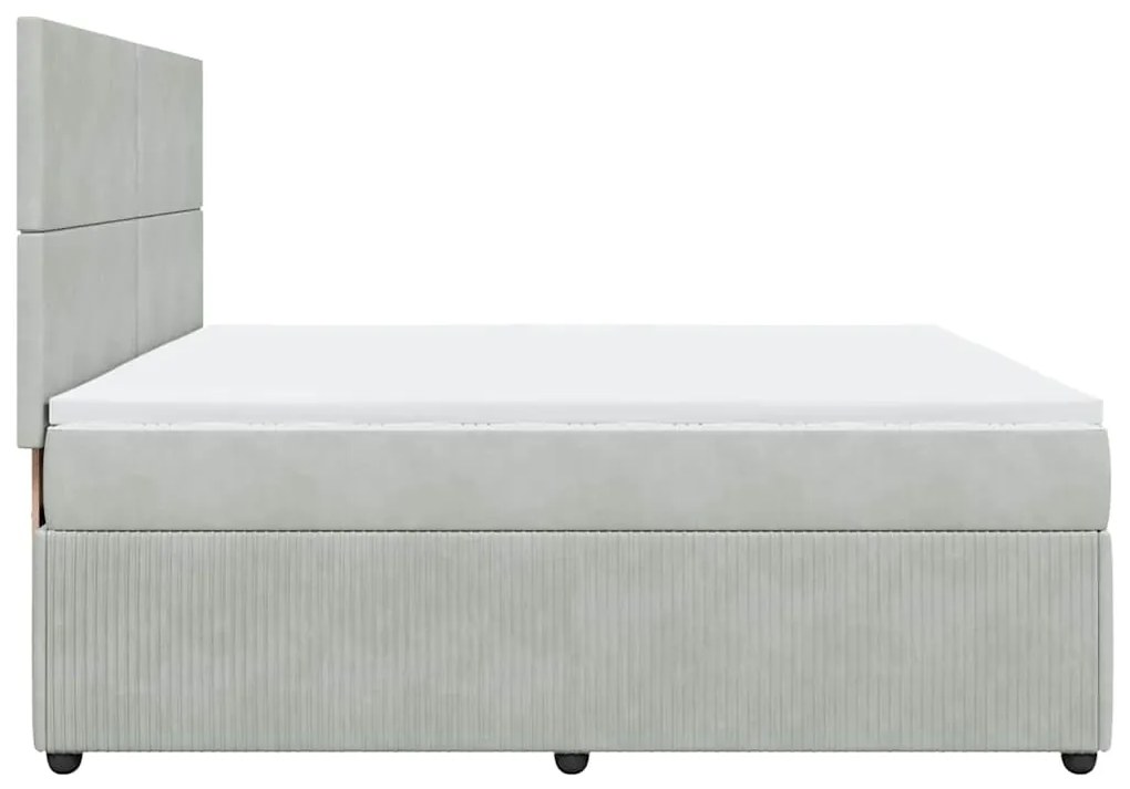 Cama com molas/colchão 200x200 cm veludo cinzento-claro