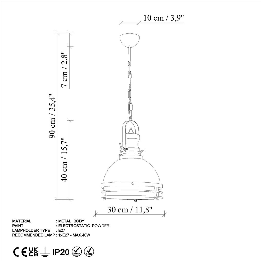 Candeeiro Chandelier Saglam – Mint – Ø30 h:40 cm