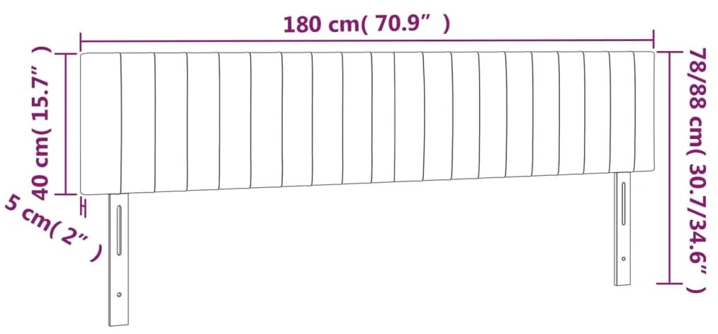 Cabeceira de cama c/luzes LED veludo 180x5x78/88cm cinza-escuro