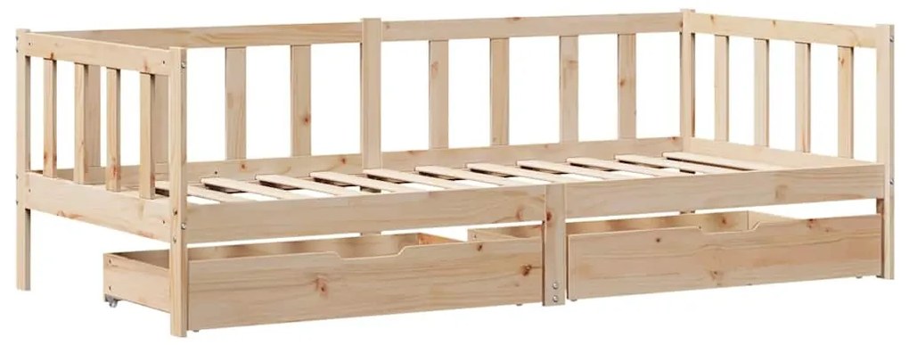 Sofá-cama com gavetas 90x200 cm madeira de pinho maciça