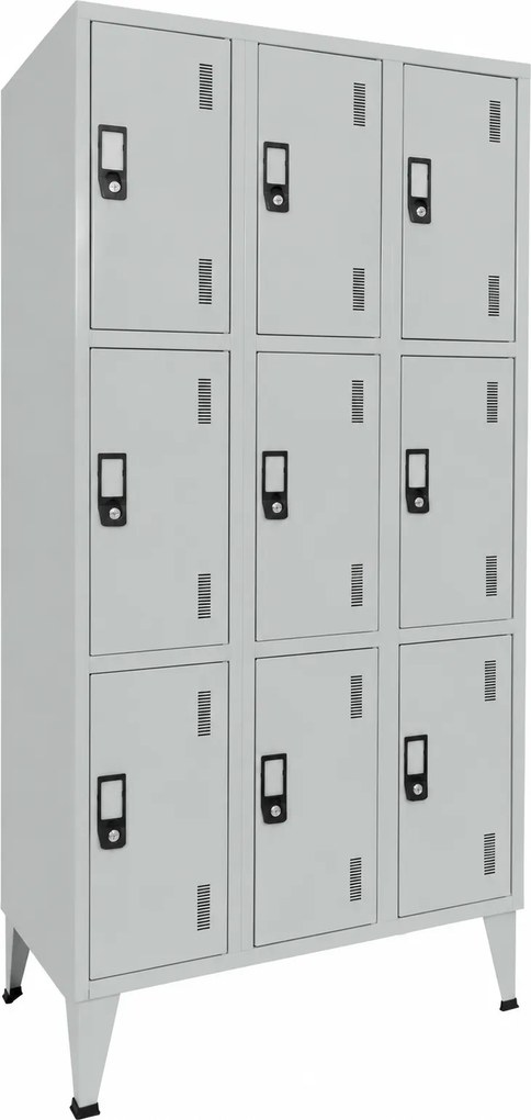 Cacifo Metálico Triplo 9 Compartimentos Cinza 1900×900×500 mm com Chave -  Standard