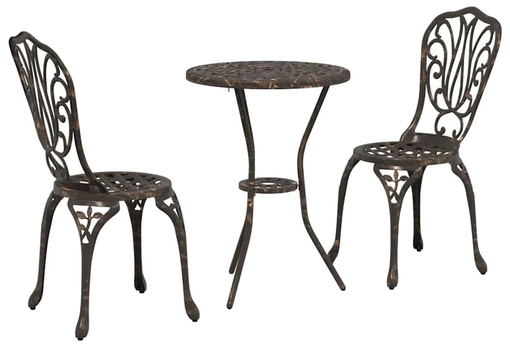 Conjunto de Bistrô de Jardim 3 Peças vidaXL Bronze em Alumínio Fundido