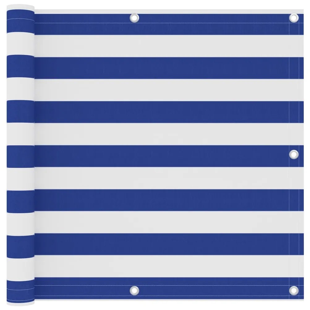 vidaXL Tela de varanda 90x400 cm tecido Oxford branco e azul