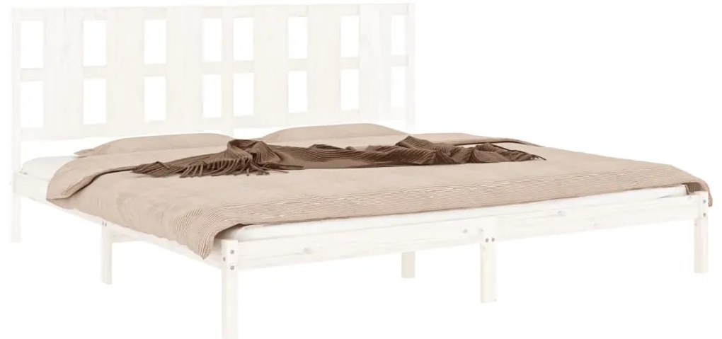 Cama sem colchão 200x200 cm madeira de pinho maciça branco