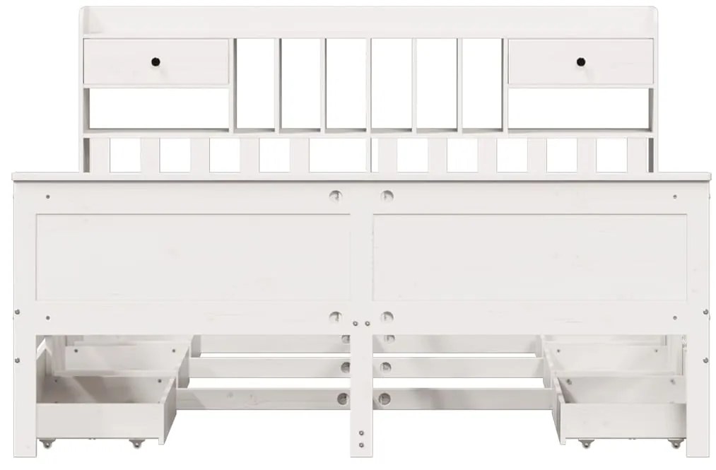 Cama com estante sem colchão 180x200 cm pinho maciço branco