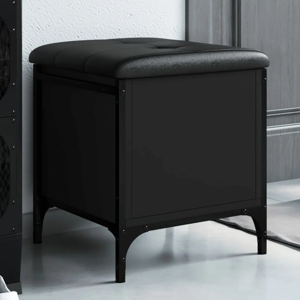 vidaXL Banco de arrumação 42x42x45 cm derivados de madeira preto
