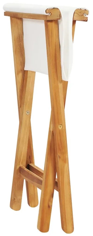 Cadeiras dobráveis 2 pcs teca maciça e tecido branco nata