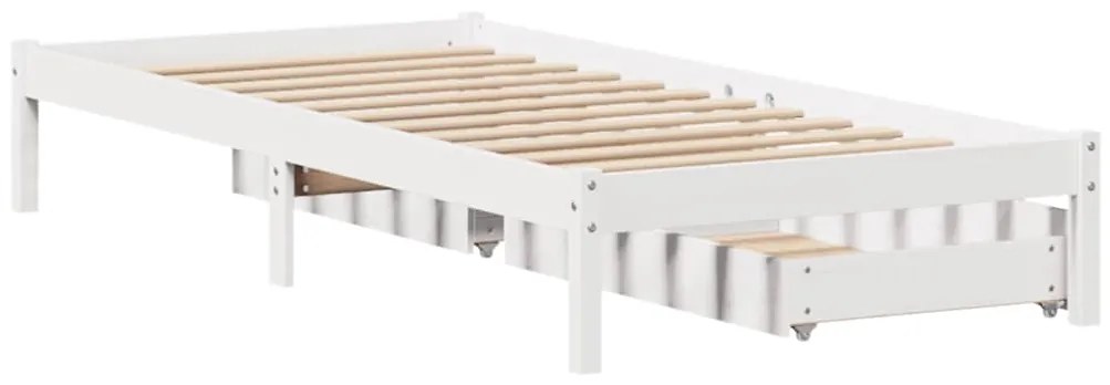 Cama sem colchão 100x200 cm madeira de pinho maciça branco