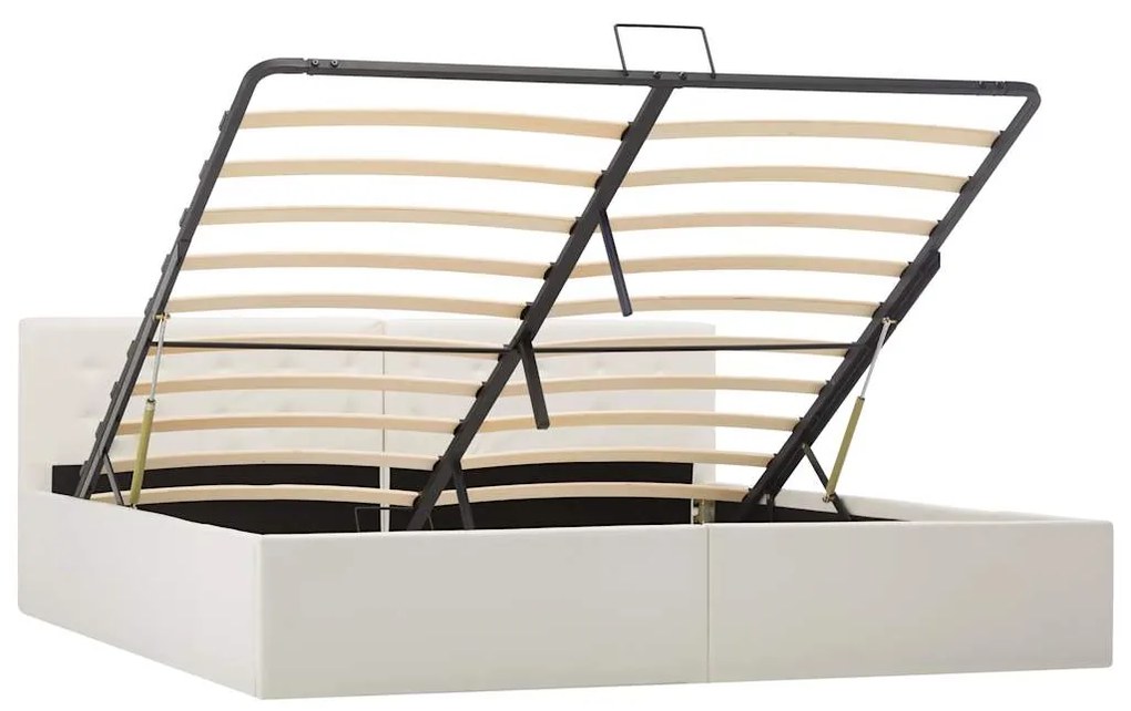 Cama hidráulica c/ arrumação 180x200cm couro artificial branco