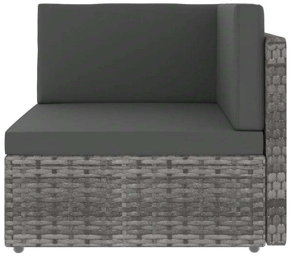 9 pcs conjunto lounge de jardim c/ almofadões vime PE cinzento