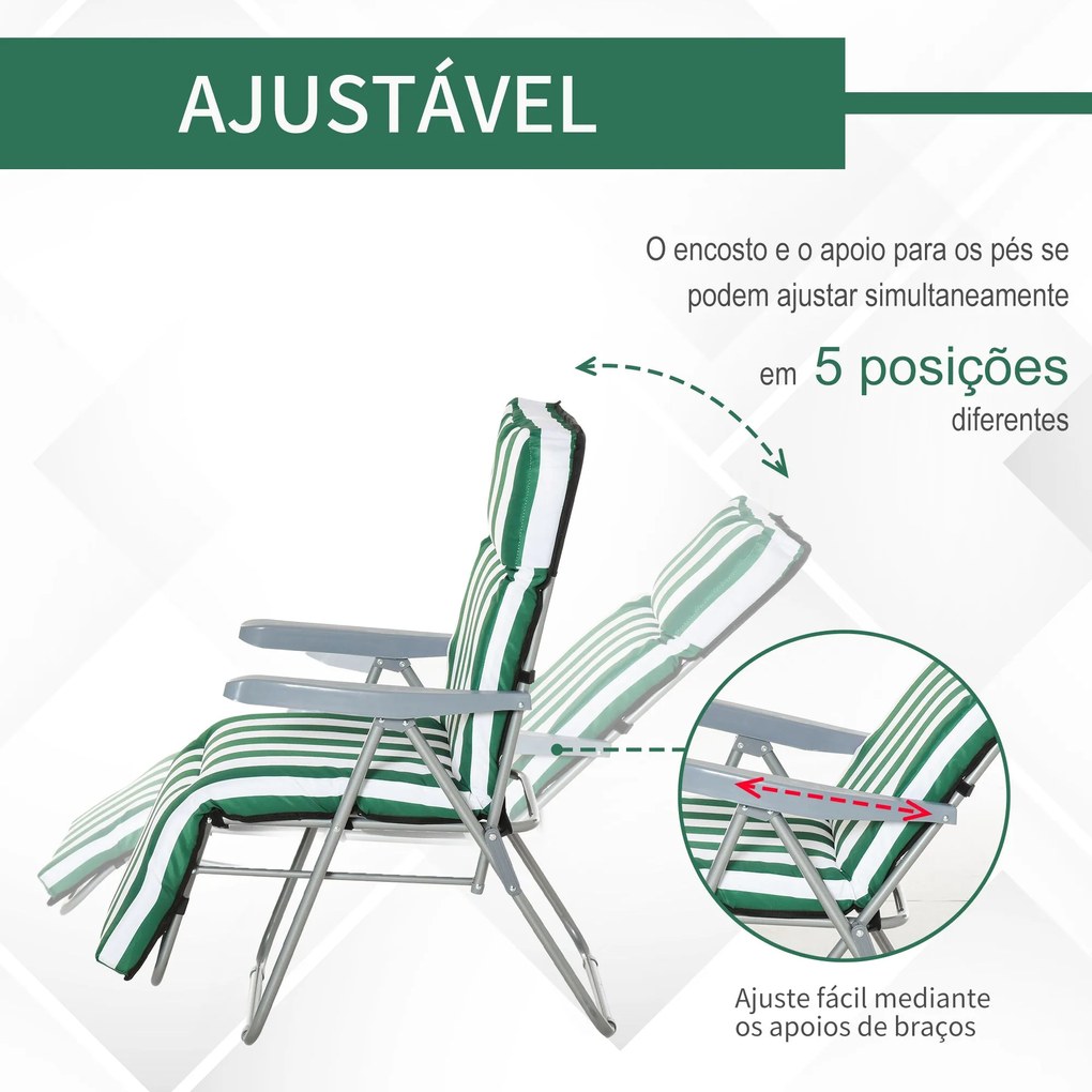 2 Espreguiçadeiras de Jardim Dobráveis Espreguiçadeiras de Aço com Alm