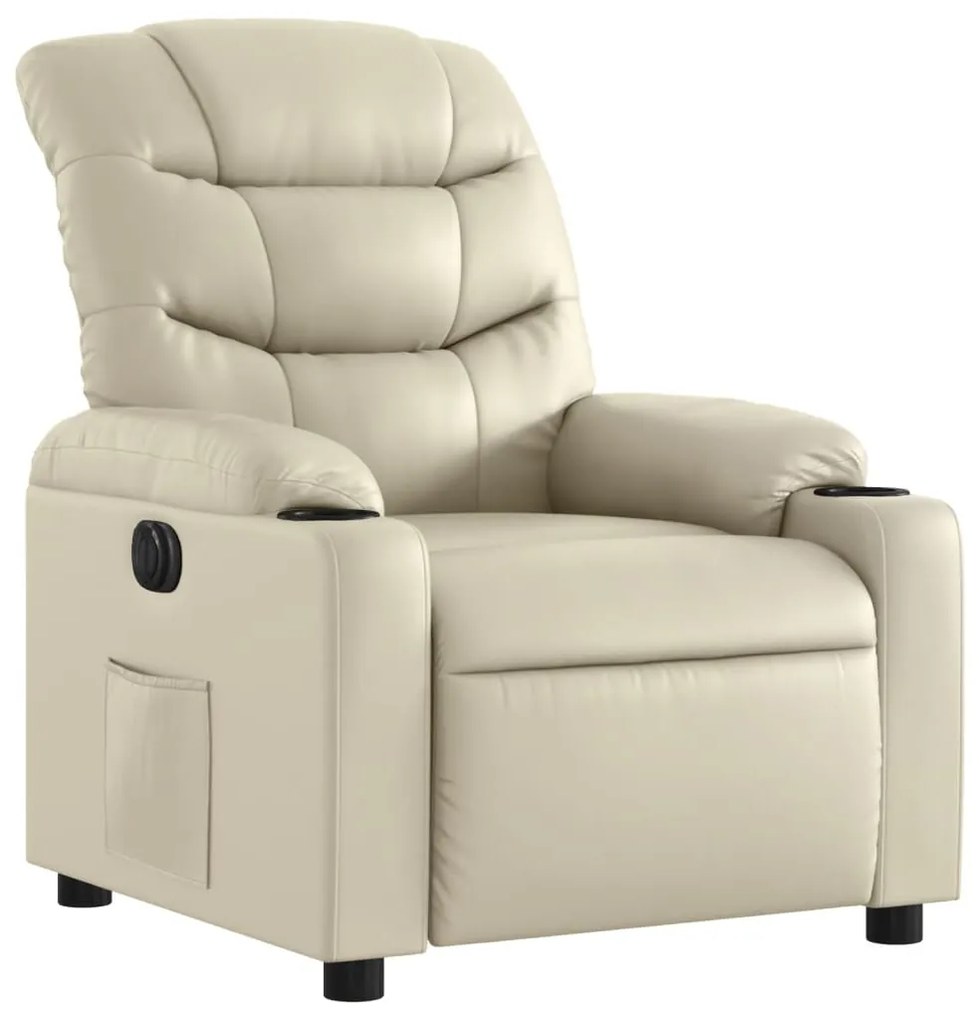 Poltrona reclinável elétrica couro artificial cor creme
