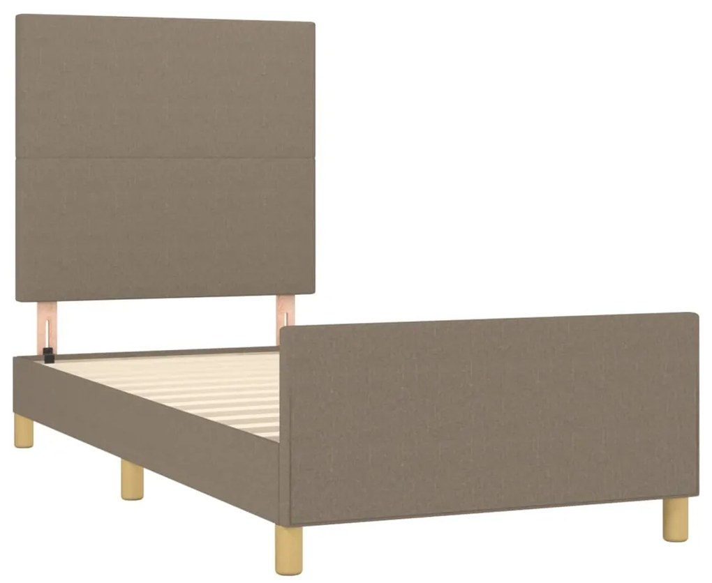 Estrutura cama cabeceira 90x190 cm tecido castanho-acinzentado