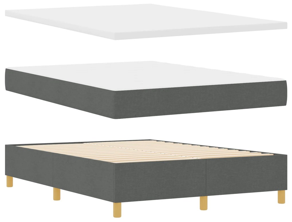 Cama Box Spring com Colchão Cinza Escuro 140x200 cm Tecido