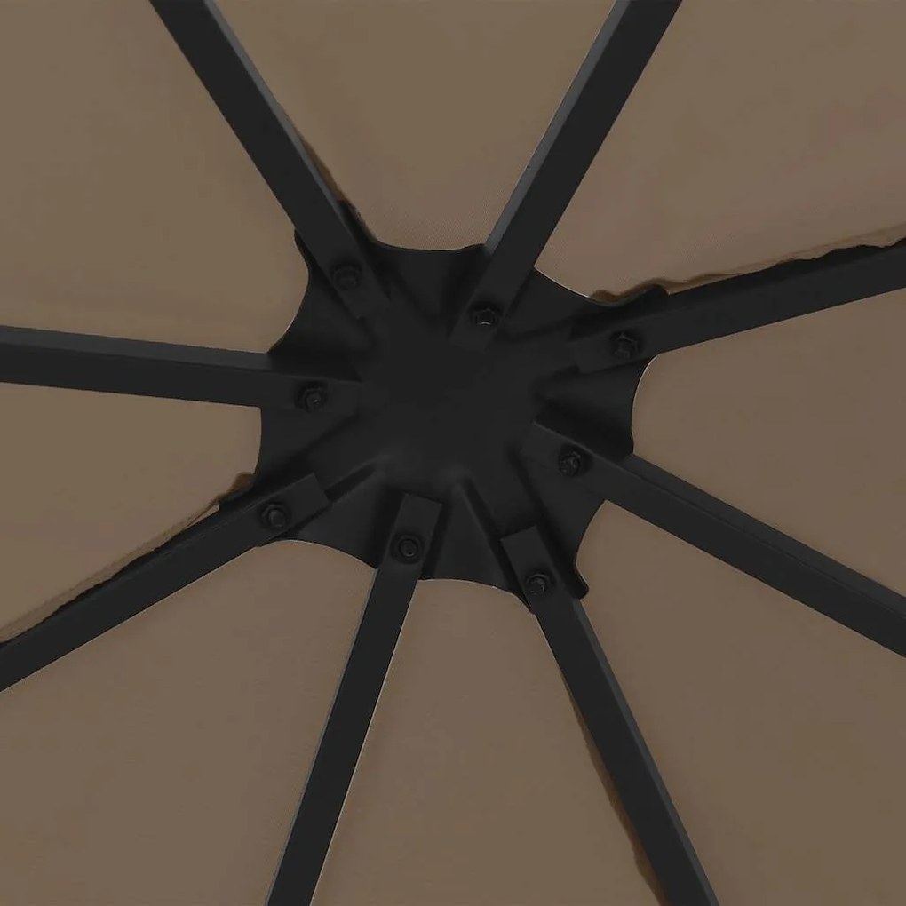 Gazebo com cordões de luzes LED 3x3 m cinza-acastanhado