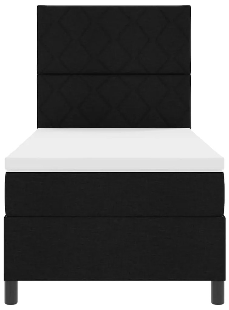 Cama Box com Colchão e Luz LED Preta 90x200 cm Tecido.