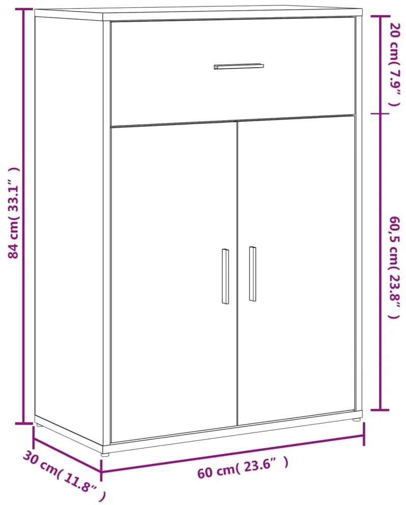 Aparadores 2 pcs 60x30x84 cm derivados madeira cinzento sonoma