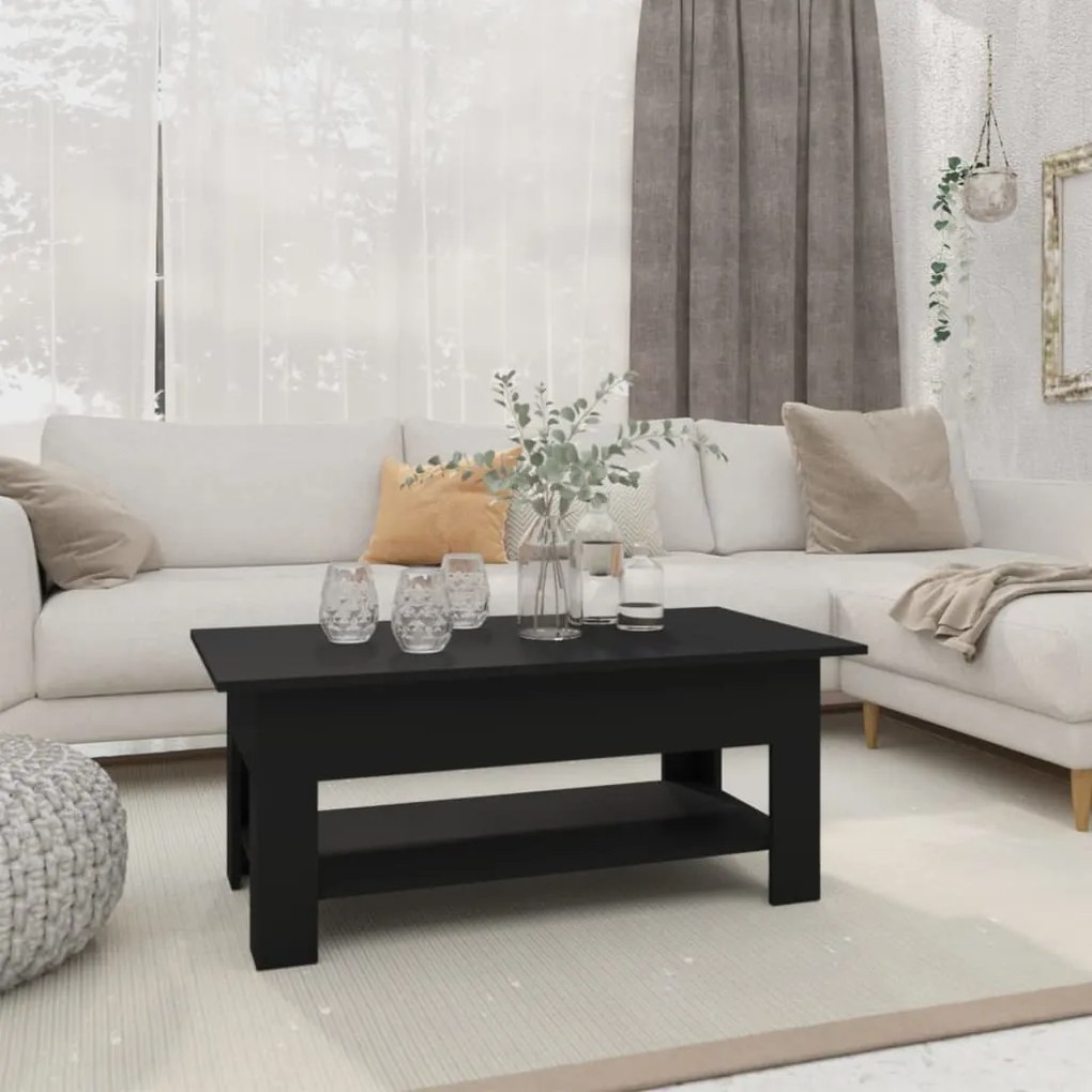vidaXL Mesa de centro 102x55x42 cm derivados de madeira preto