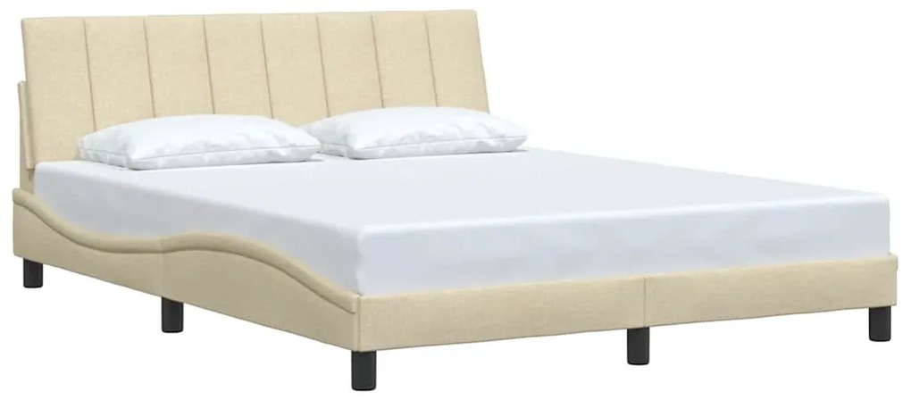 Estrutura de cama sem colchão 160x200 cm tecido cor creme