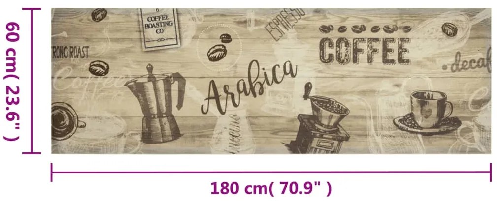 Tapete de cozinha lavável 60x180 cm veludo padrão café castanho