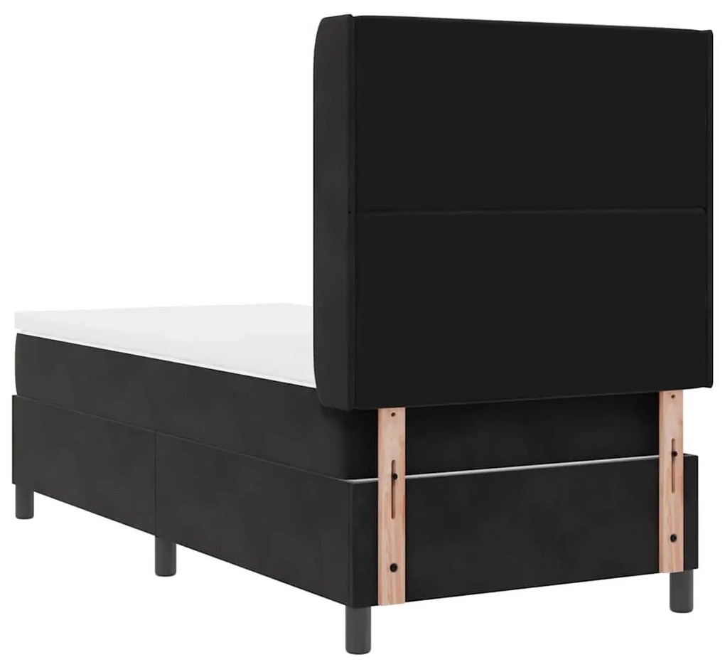 Cama Box com Colchão e LED Preto 100x200 cm Veludo