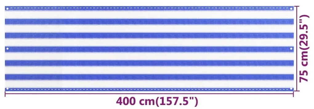 Tela varanda PEAD 75x400 cm azul e branco