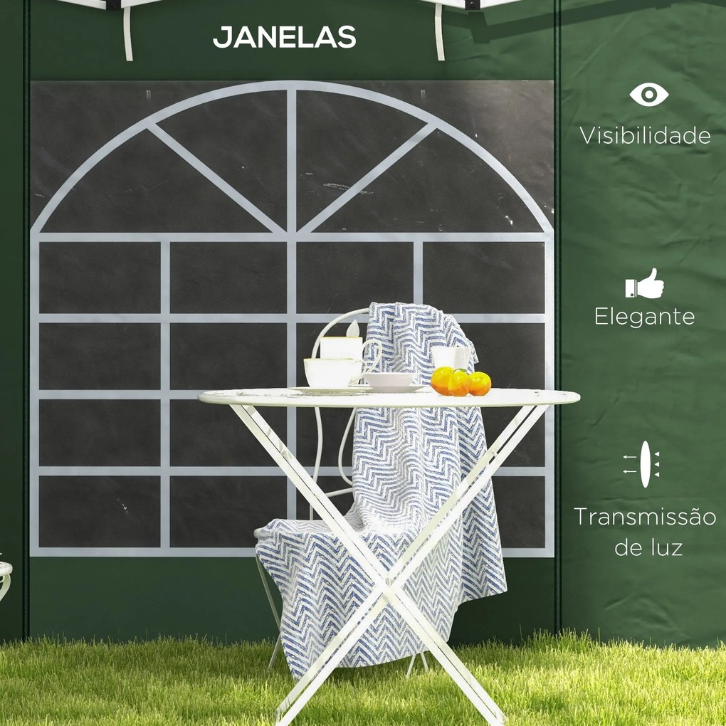 Outsunny Paredes Laterais para Tenda de 2 Painéis 295x195 cm com Janel