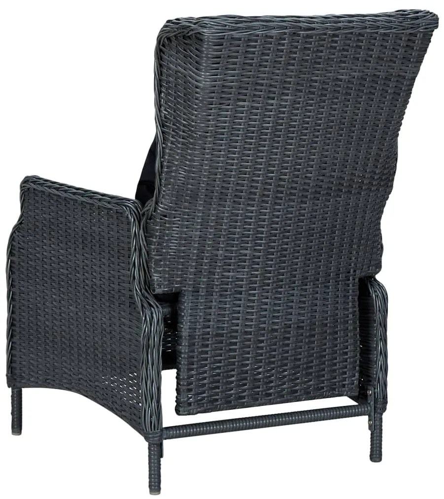 9 pcs conj. jantar exterior c/ almofadões vime PE cinza-escuro