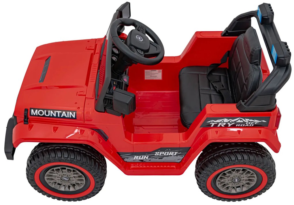 Carro elétrico para Crianças Off Road MOUNTAIN 12V Rodas Espuma EVA, Assento Couro ecológico Vermelho