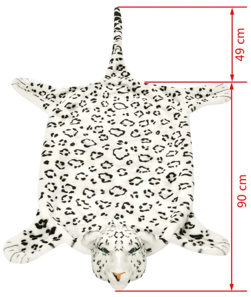 Tapete leopardo de pelúcia, 139 cm, branco