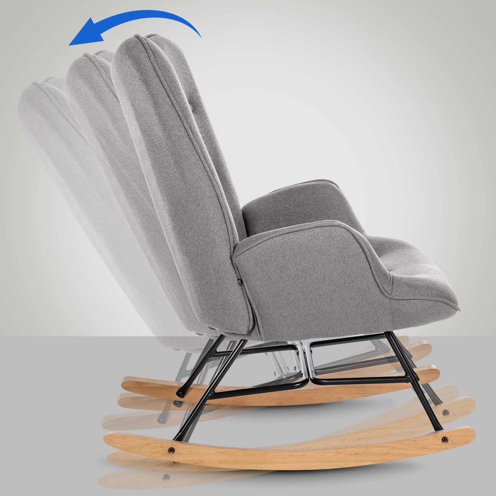 Cadeira de balanço Sanka em tecido 71 x 98 x 88 cm Cinzento