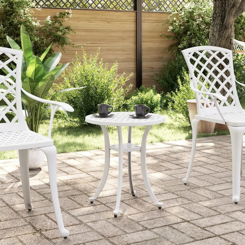 Mesa de jardim Ø48x53 cm alumínio fundido branco