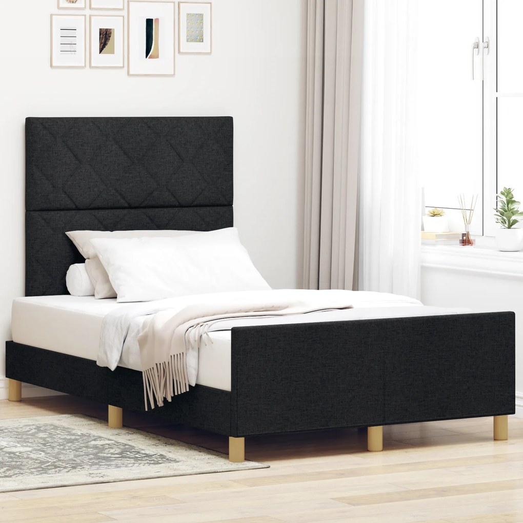 Estrutura de Cama de Tecido Preto vidaXL 120x190 cm