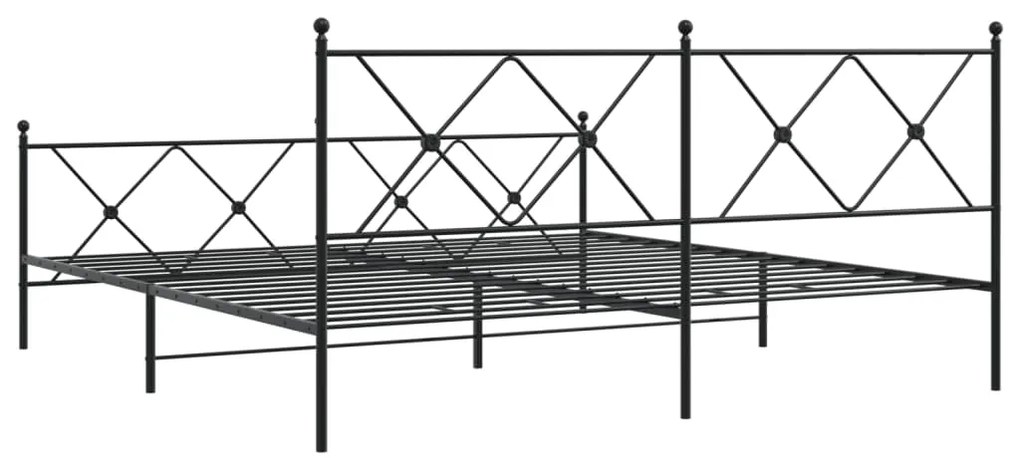 Estrutura de cama com cabeceira e pés 183x213 cm metal preto