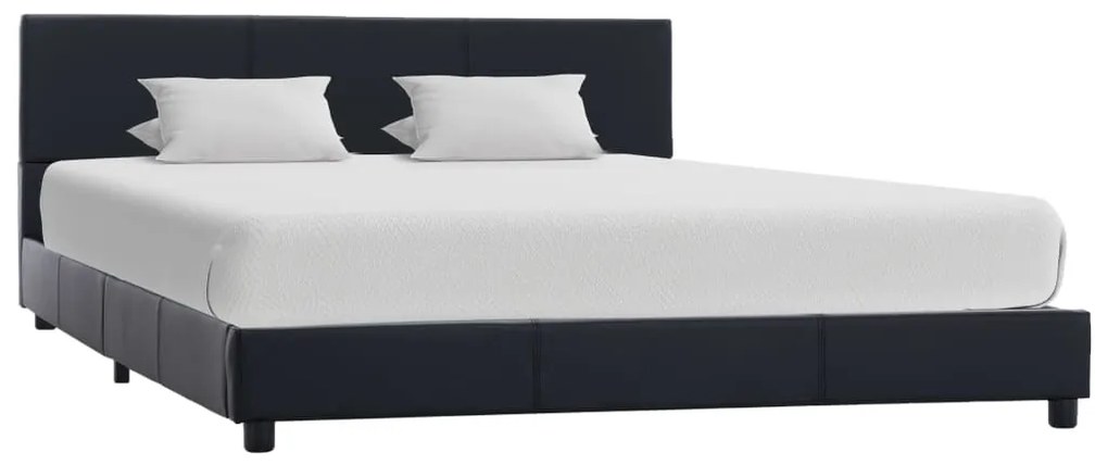 Estrutura de cama 160x200 cm couro artificial preto