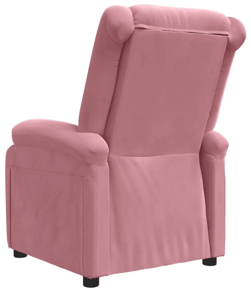 Poltrona reclinável veludo rosa