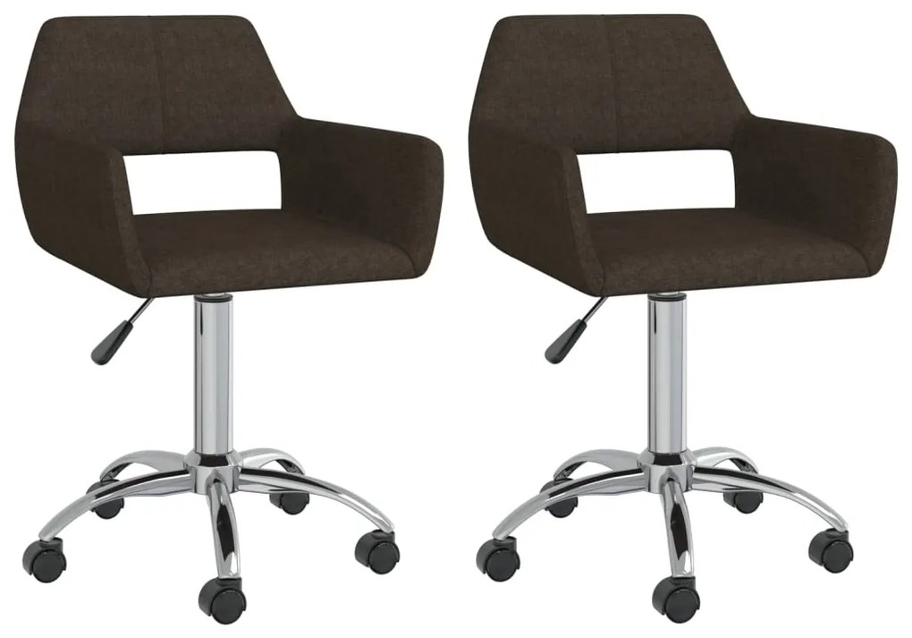 vidaXL Cadeiras de jantar giratórias 2 pcs tecido castanho-escuro
