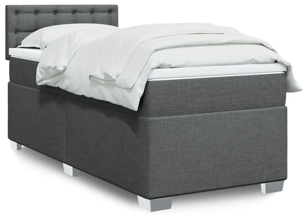vidaXL Cama com molas/colchão 80x200 cm tecido cinzento-escuro