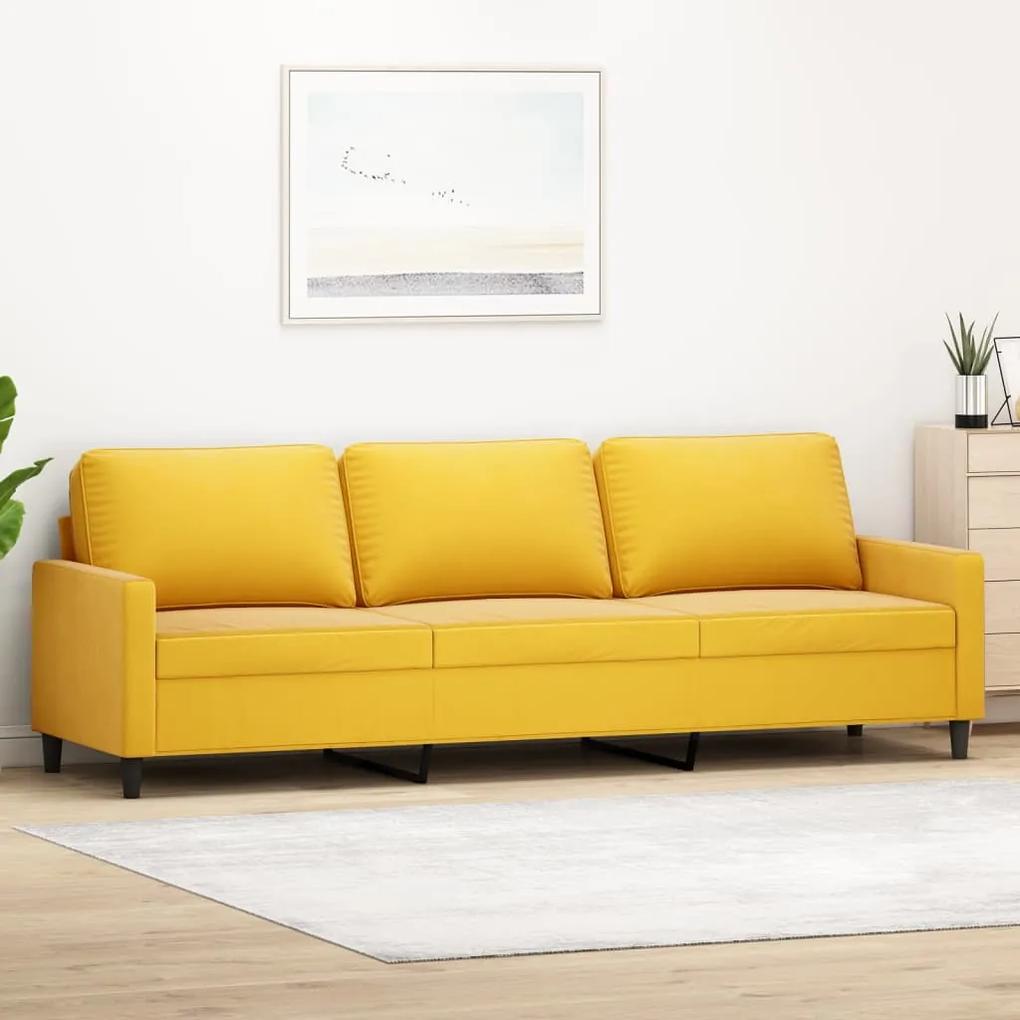 Sofá de 3 lugares 210 cm veludo amarelo