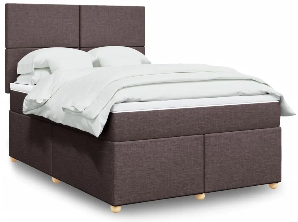 Cama com molas/colchão 160x200 cm tecido castanho-escuro