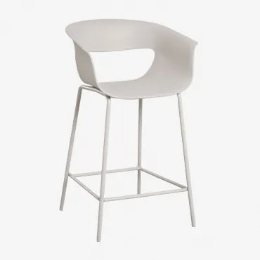 Banqueta Alta Em Polipropileno E Aço Alanys ↑65 Cm & Branco Acinzentado - Sklum
